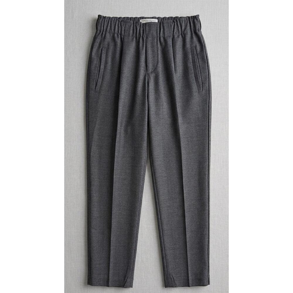 Brunello Cucinelli Women's Virgin Wool Trousers Sz 2 Gray Pull-On Elastic Waist